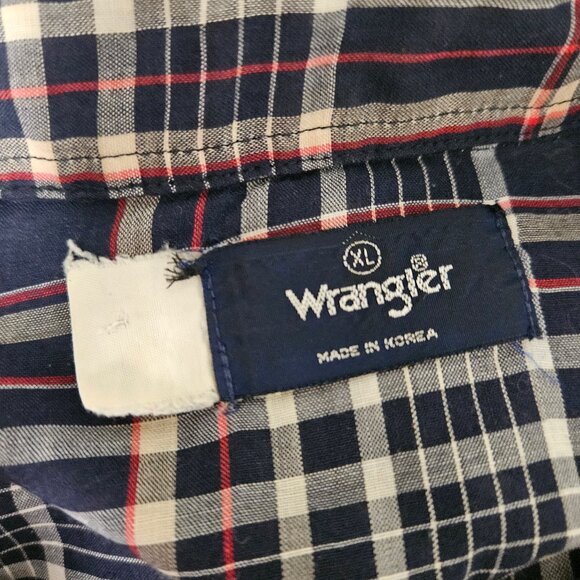 Vintage 80s Wrangler Western Plaid Pearl Snap Shirt L - Picture 8 of 8